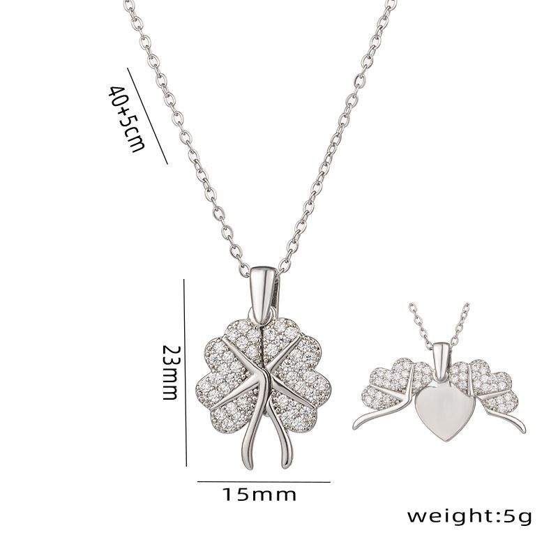 Collana con ciondolo in erba portafortuna con stile creativo di fabbrica Türkiye, moda, ali d'amore, può incidere il collare femminile_voghion.com
