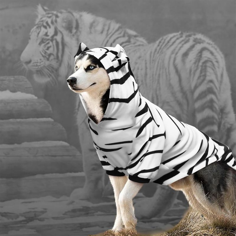 Costume di Halloween per cane Golden Retriever Labrador Rottweiler con cappuccio e strisce tigrate_voghion.com