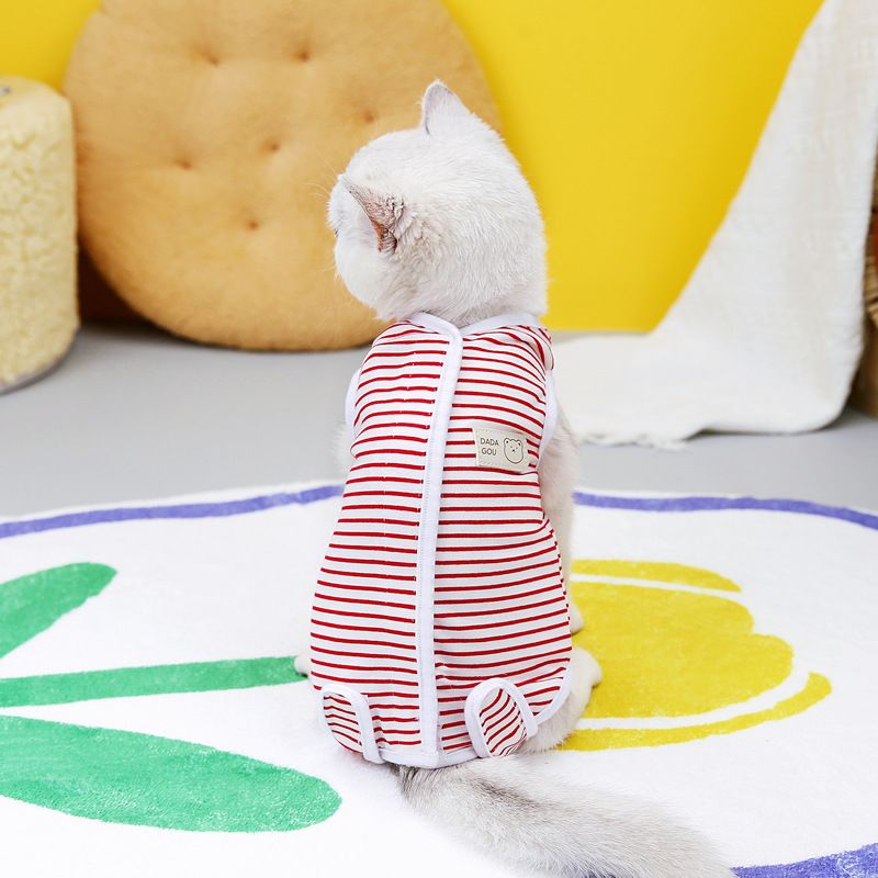 Vêtements post-partum pour animaux de compagnie, combinaison de stérilisation pour chat à 23 rayures, anti-léchage et sevrage chirurgical_voghion.com