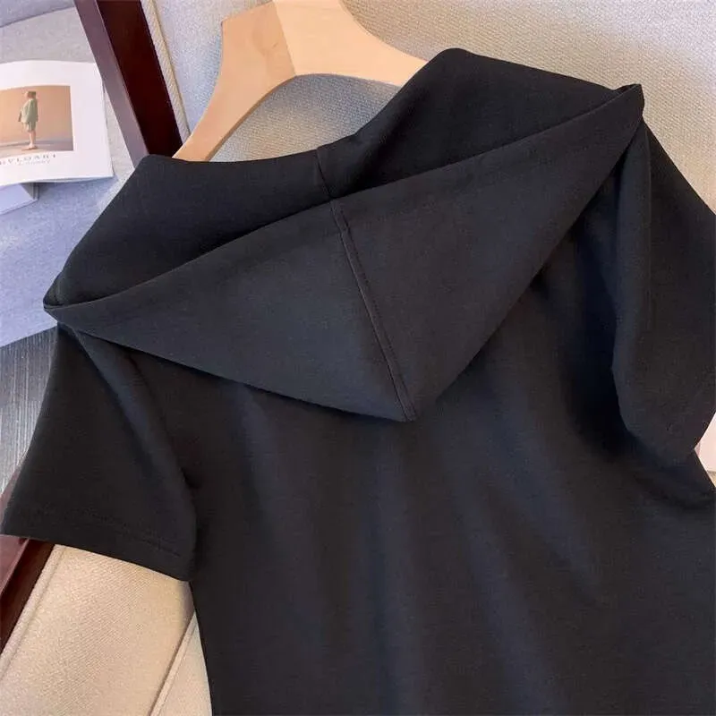 Lazy Style Hooded Color-Block Wide-Leg Pants Set For Women Summer Plus Size Casual Elegant Slimming Two-Piece Trendy_voghion.com