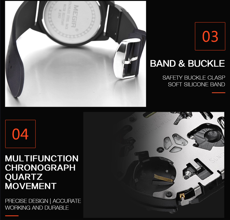 Black Silicone Quartz Luxury Sport Military Wrist es Men Waterproof Clock Chronograph Large Dial e_voghion.com