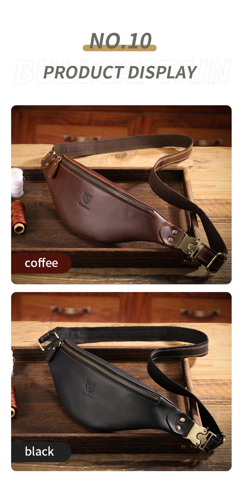 Captain Niu leather goods retro crazy horse leather men's waist bag trendy genuine leather men's bag_voghion.com