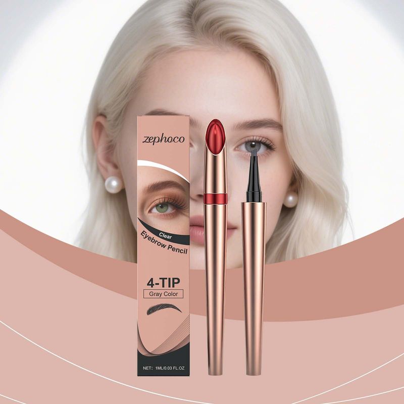 Zephoco Smudge-Proof Four-Pronged Daily Travel Non-Smudge Natural Hair Flow Ultra-Fine Stroke Eyebrow Pencil_voghion.com