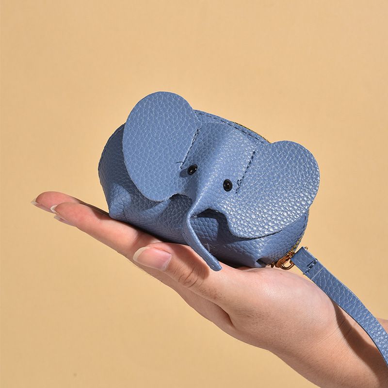 Cartoon Key Creative Elephant Coin Purse Zipper Hand Twist Lipstick Storage Card Bag_voghion.com