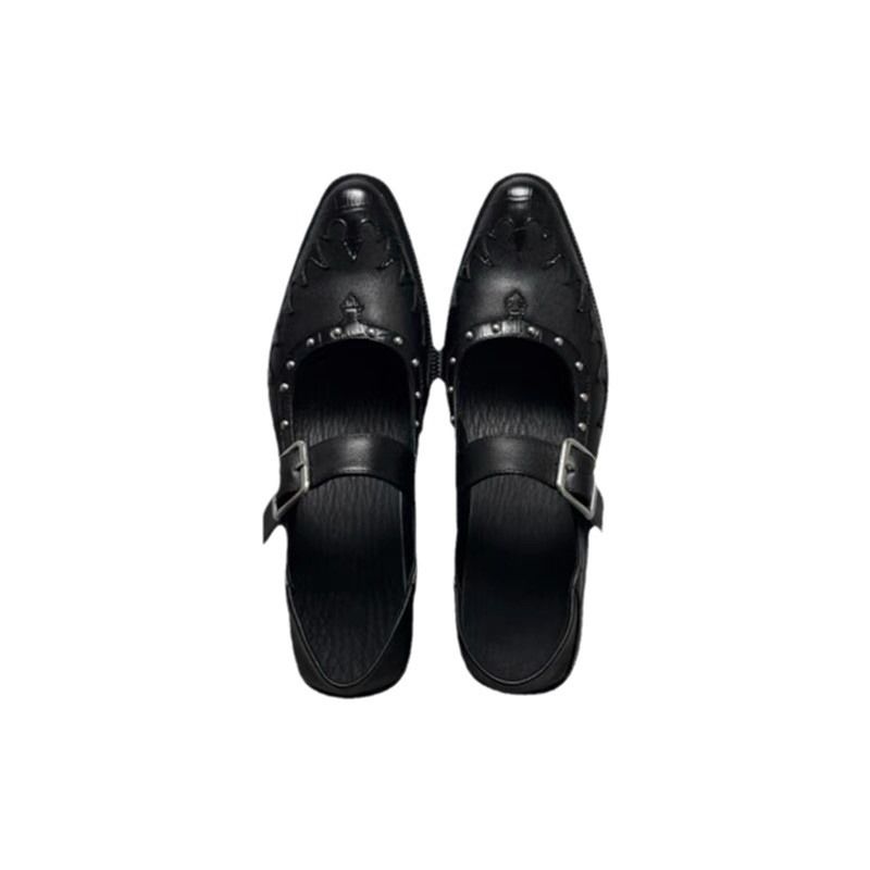 Small Niche Design With Round Toe And Shallow Mouth, Mary Jane Single Shoe, 2025 Summer New Punk Style Dark Small_voghion.com