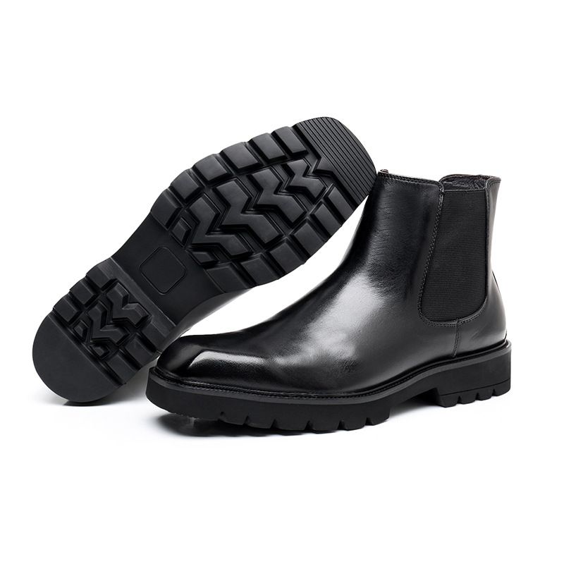 European Warm Series Trendy Martin For Men Genuine Leather Top Layer Cowhide Business Slip-On Lazy Boots_voghion.com