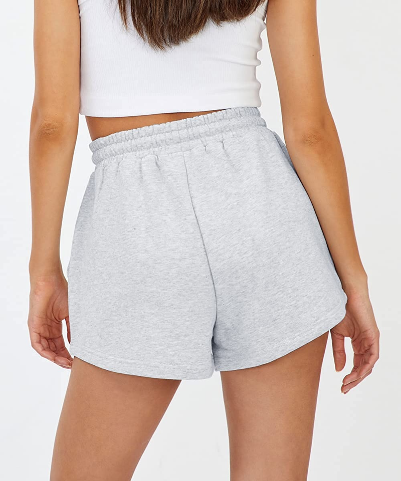 Pantaloncini da fitness da allenamento con tasche a vita alta da corsa elasticizzati sportivi da donna_voghion.com