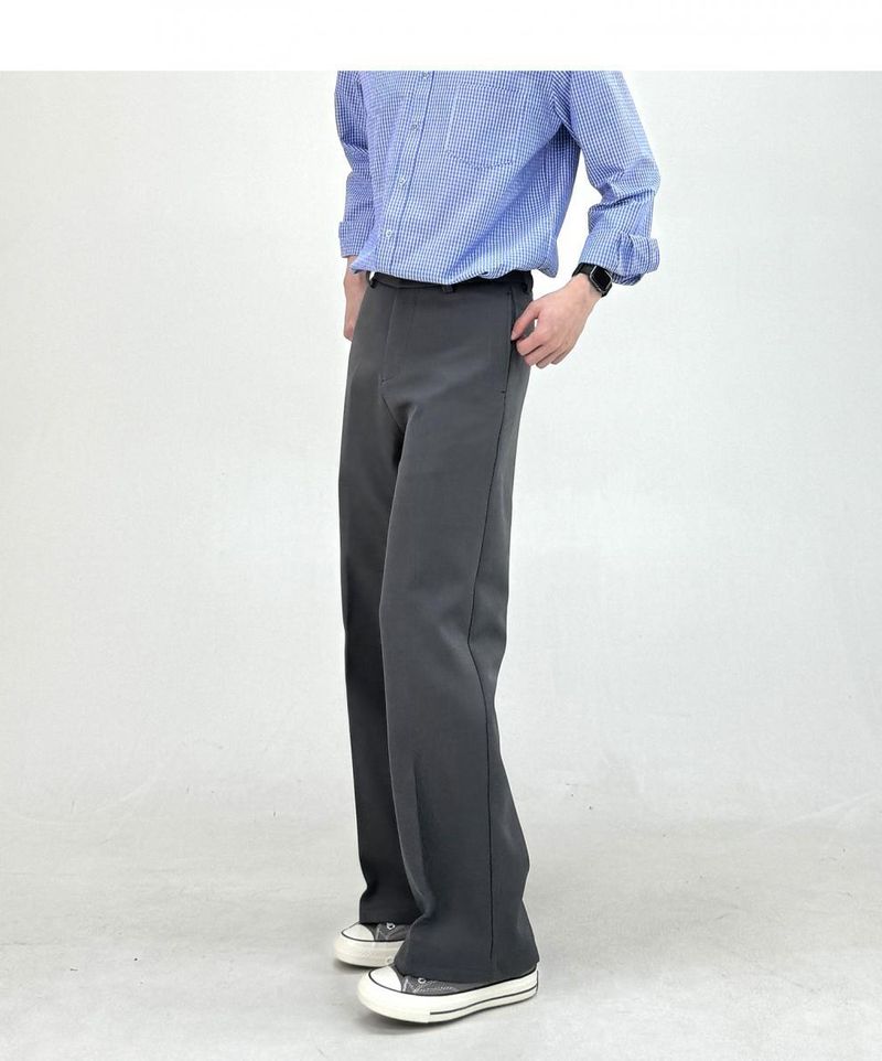 Bequeme TR Blend A-Linien-Hose für Herren mit geradem, lockerem Schnitt, lässige Bürohose – hohe Taille, knitterfrei, Stretch-Stoff (Schwarz, Grau, Weiß)_voghion.com