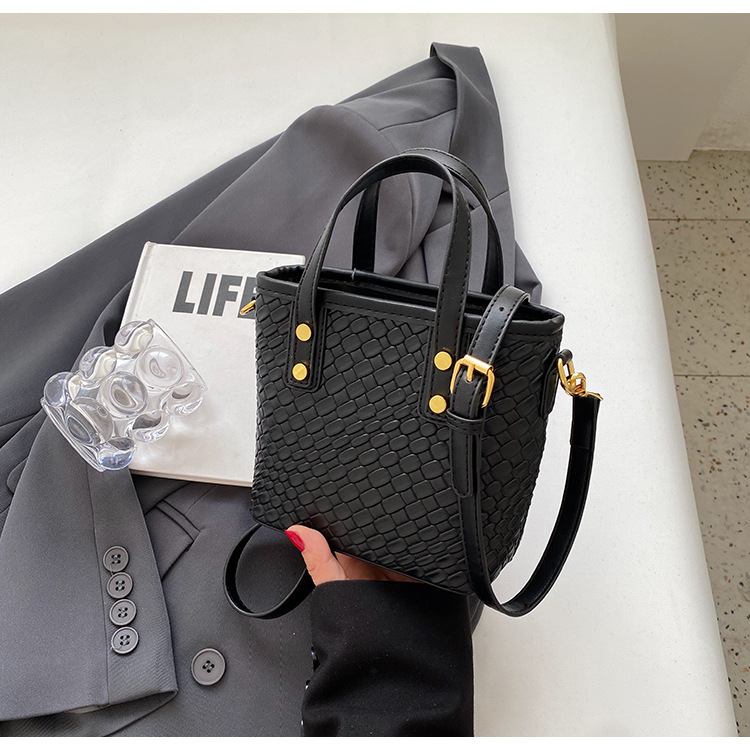 Borsa a secchiello di tendenza transfrontaliera borsa da donna alla moda semplice borsa a tracolla a tracolla borsa in tessuto trasporto di goccia in un unico pezzo_voghion.com