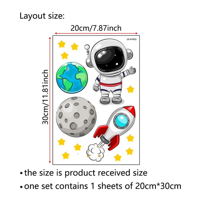 Astronaut lunar PVC decorative frosted N1832 toilet lid wall sticker_voghion.com