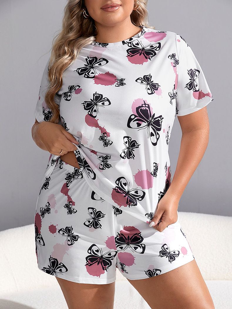 Conjunto de pantalones y pantalones para mujer, de talla grande, con botones, estampados sólidos y cuello mini, de verano, muy vendido, atuendo antiarrugas_voghion.com