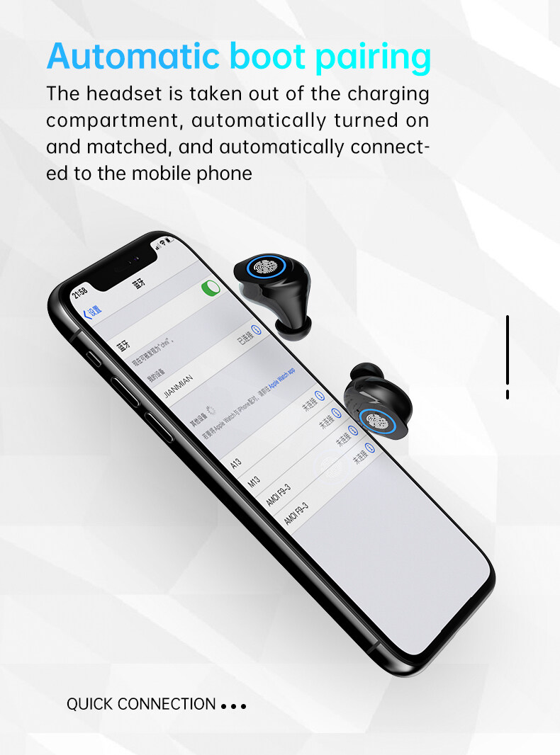 Bluetooth 5.0 Hörlurar Trådlösa Hörlurar Med Mikrofon Pekkontroll HD Stereo Sport Headset In-Ear Hörlurar IPX7 Vattentäta Hörlurar_voghion.com