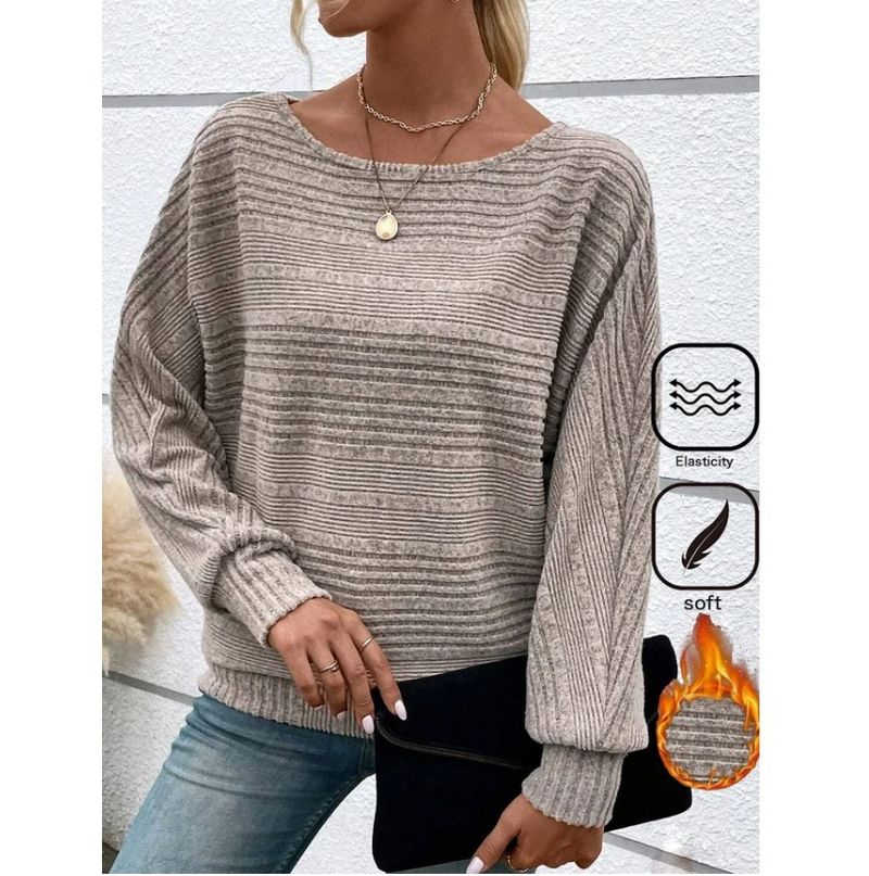Autumn And Winter New Comfortable Casual Solid Color Long Sleeved Round Neck Patchwork Pullover Top T-shirt For Women_voghion.com
