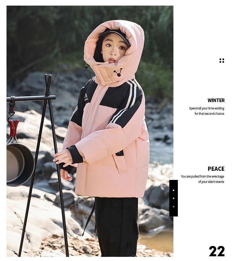 Kids Winter Down Jacket With Hood - Waterproof Windproof Warm Coat For Boys & Girls - Lightweight Soft Shell Outerwear For Outdoor Activities_voghion.com