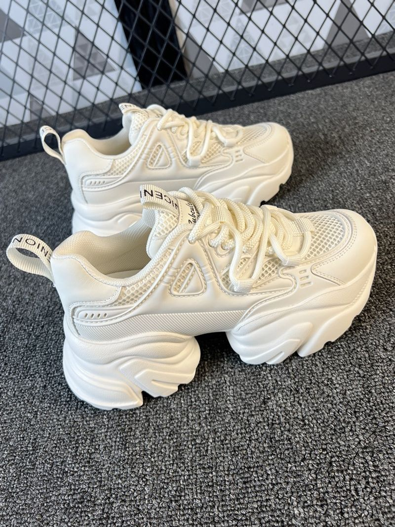 Mesh respirabil cu talpa groasa tata femei versatile alb sport casual confortabil pantofi mari inaltime 6cm_voghion.com