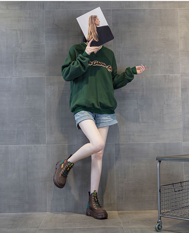 Stivali Martin con suola spessa abbinati ai colori, stivali corti retrò da uomo, stivali Flow da donna_voghion.com