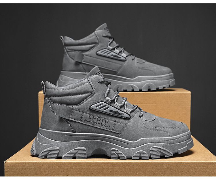 Spring High Top Workwear Men's Trendy And Versatile Thick Sole Anti Slip Construction Site Work Safety Shoes, Martin_voghion.com