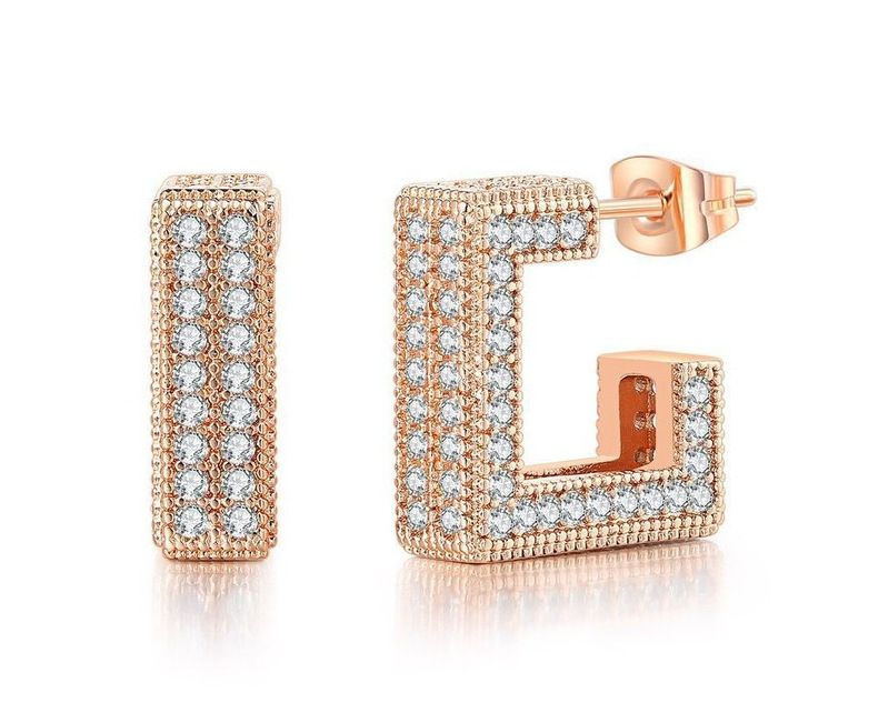 Full Diamond Zircon Silver Earrings for Women Light Luxury Fashionable Earrings Simple and Niche Design Trendy Earrings for Men_voghion.com