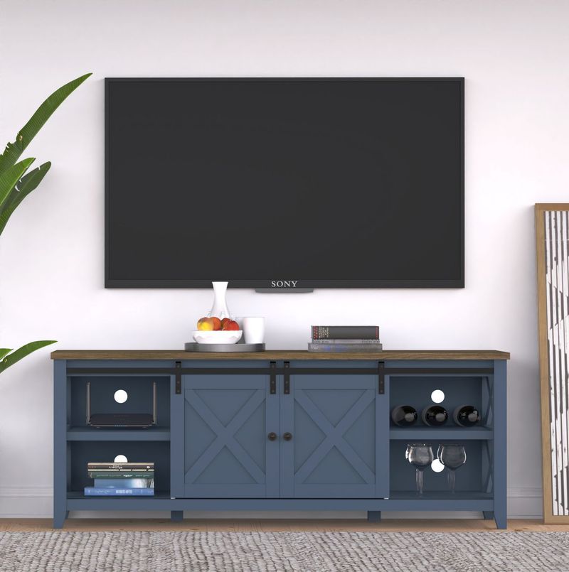 TV Stand For TVs Up To 65", Modern Farmhouse Wood Entertainment Center, Media Console Table With Storage Cabinet & Adjustable Shelves, Buffet Sideboard For Dining Room,_voghion.com