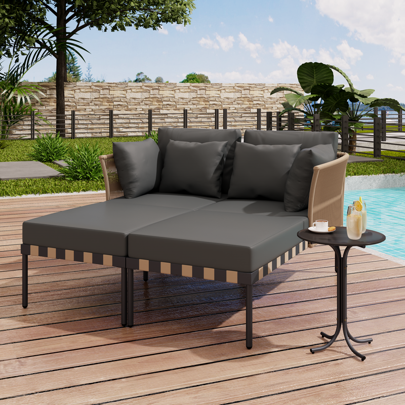 Set divano da giardino, poltrona componibile con divano e 4 bacinelle lavabili, grigio_voghion.com