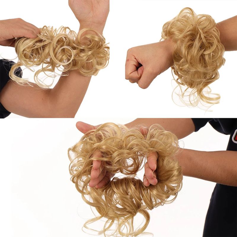 Extension per capelli Parrucca Anello per capelli Testa a sfera Alta temperatura Seta Soffice e disordinato Barba lunga Chignon a sfera 25 cm_voghion.com