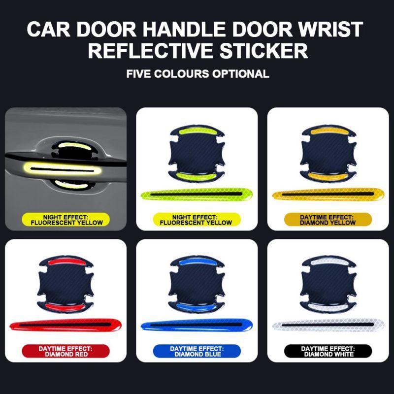 3M Automotive Door Handle Protector - Carbon Fiber Texture Anti-Scratch Film With Night Reflective Strips (Pre-Cut Universal Kit)_voghion.com