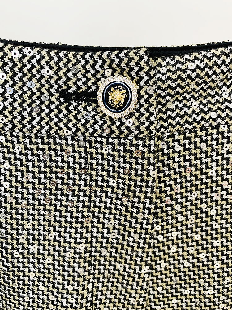 Women's Clothing Sequin plaid two-piece suit and trousers_voghion.com