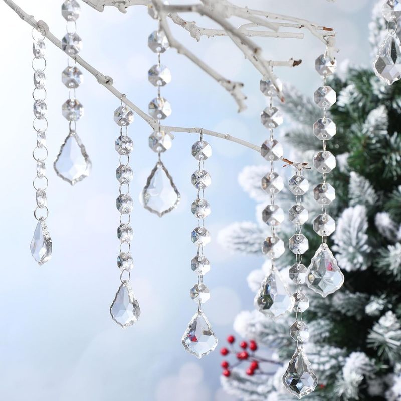 Cross-Border Transparent Crystal Bead String Hat Snowflake Ice Christmas Tree Decoration Wedding Lighting_voghion.com