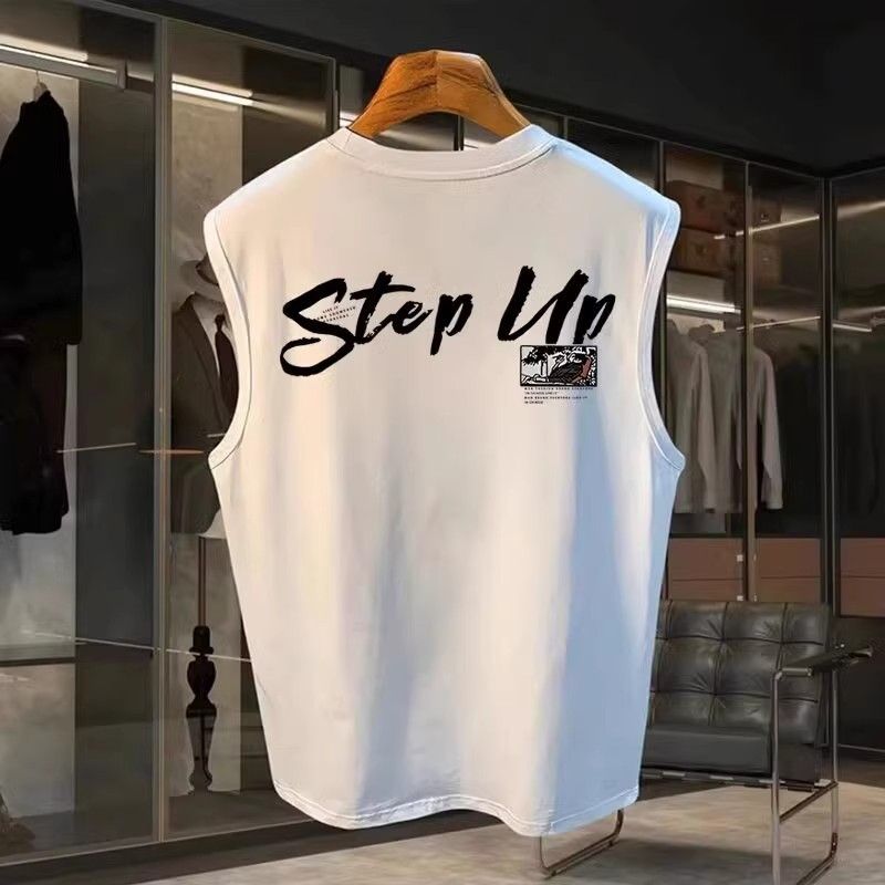 Men's Clothing Trendy Brand Pure Cotton Sleeveless T Shirt Men's Summer New Ins Trend Waistcoat Sports Running Vest Top Clothes_voghion.com