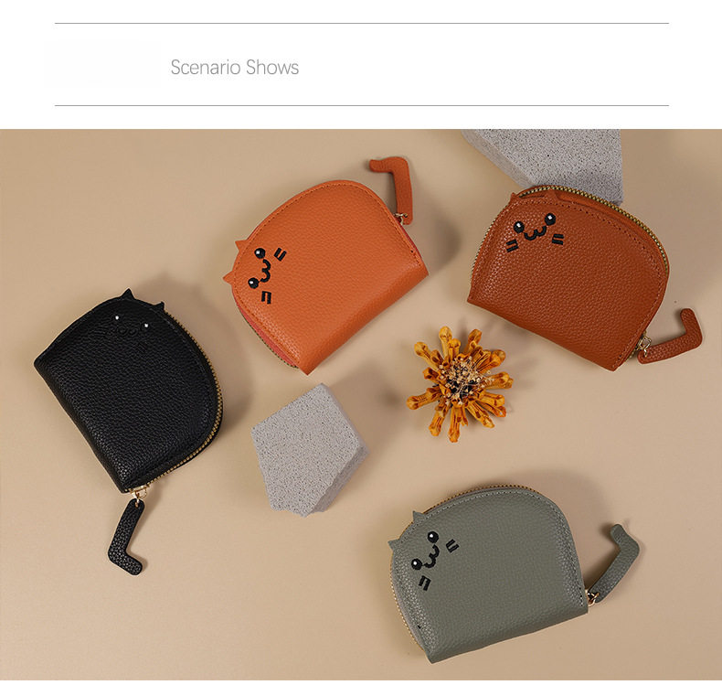 2024 Cat Small and Adorable Multi Card Advanced Cartoon Zero Wallet Portable Storage Bag Small Wallet Anti Dirt and Wear Resistant_voghion.com
