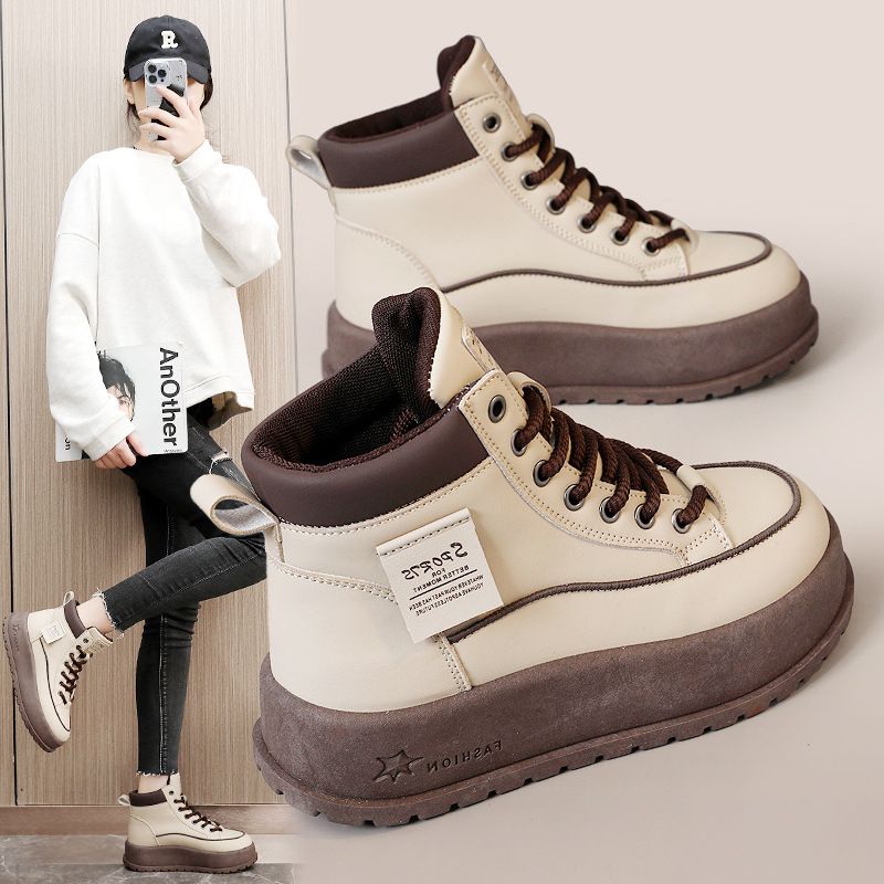 KT2806 new 2024 autumn winter warm high top women's with cotton shoes thick sole and plush to increase height for_voghion.com