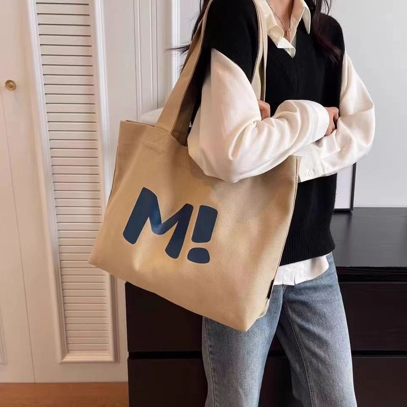 Borsa in tela per donna, grande capacità, robusta borsa per la spesa da supermercato, semplice e versatile, borsa tote monospalla_voghion.com