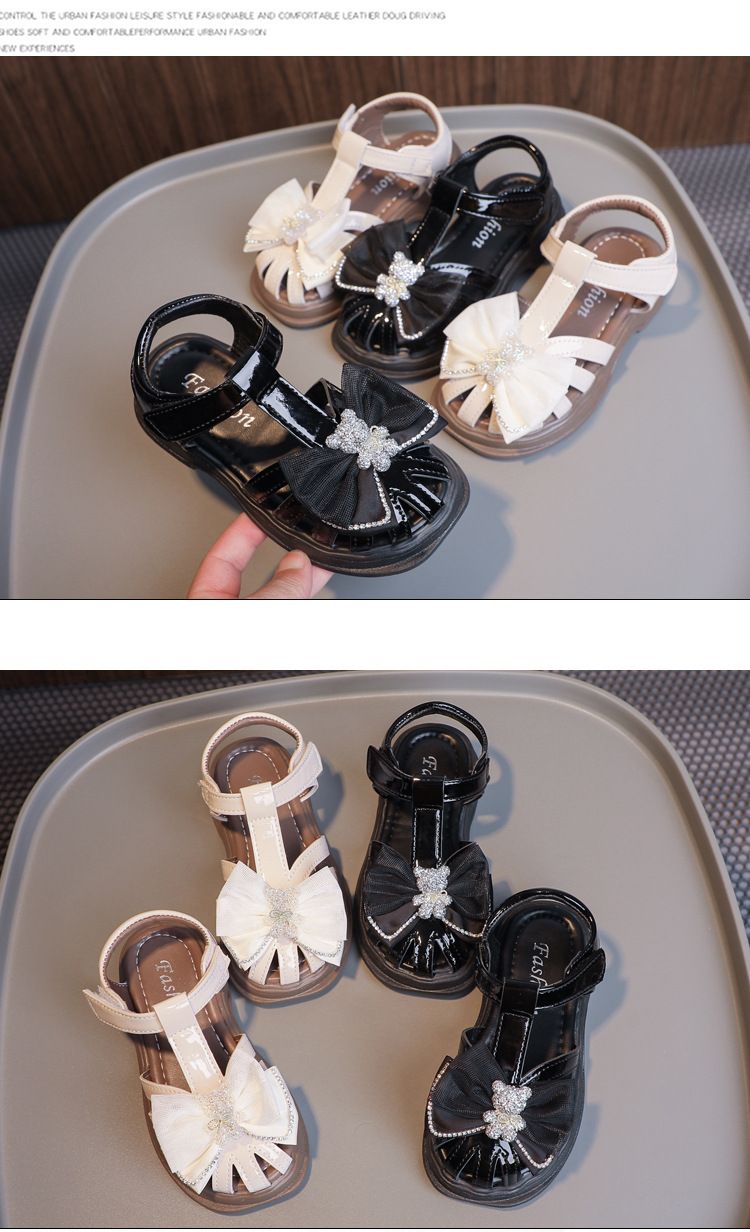 Sandales d'été pour filles, nouvelles chaussures 2024: chaussures de princesse à semelle souple pour grands enfants, chaussures de plage antidérapantes avec bout nœud_voghion.com