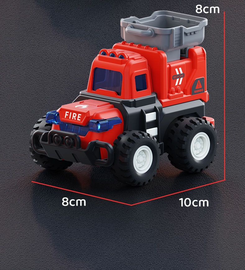 Children's Push-to-Go Fire Inertia Pull-back Ladder Truck Small Car Educational Toy Boys Gift_voghion.com
