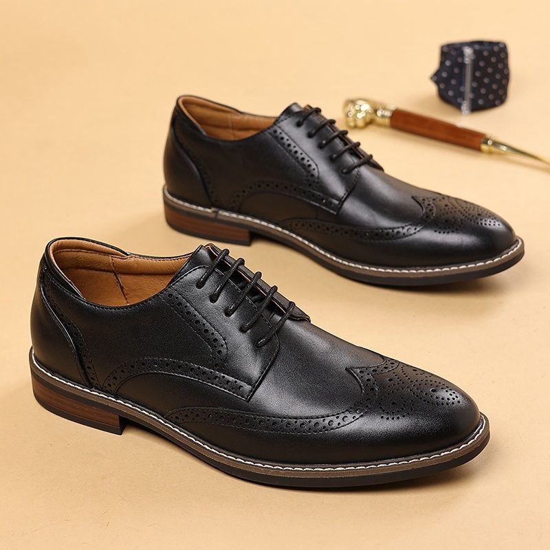 Brogue Dress Shoes Man Wedding Leather Derby Shoe_voghion.com