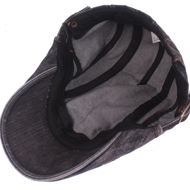 Nouveautés Nouveautés Béret Casquette en jean délavé Pur coton Devant décontracté pour hommes et femmes Chapeau de protection solaire_voghion.com