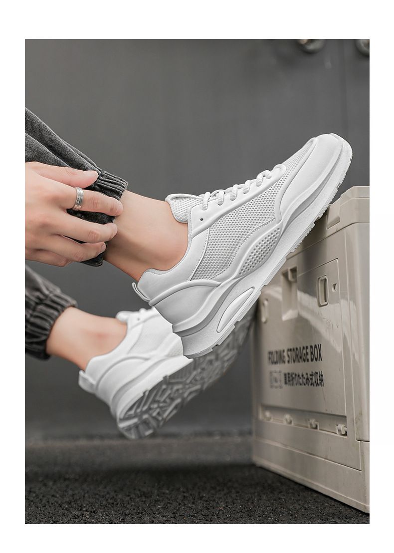 Vendita speciale di liquidazione, scarpe sportive estive traspiranti in rete cava da uomo, bianche, antiscivolo, casual, adatte a tutte le occasioni_voghion.com
