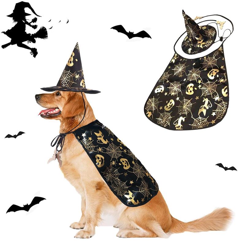 Set di 2 costumi per cani, mantello e cappello di Halloween stampato_voghion.com