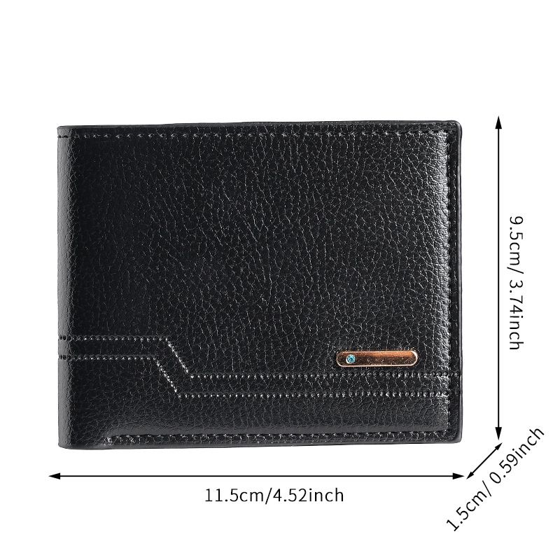 New Men's Short Wallet Fashion Casual Lychee Pattern Soft Leather Wallet Multiple Card Slots Small Wallet_voghion.com