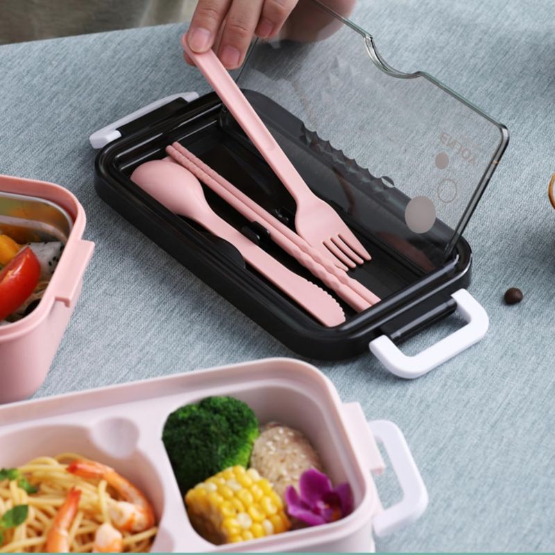 Lunch Box in acciaio inossidabile - Design rosa a doppio strato_voghion.com