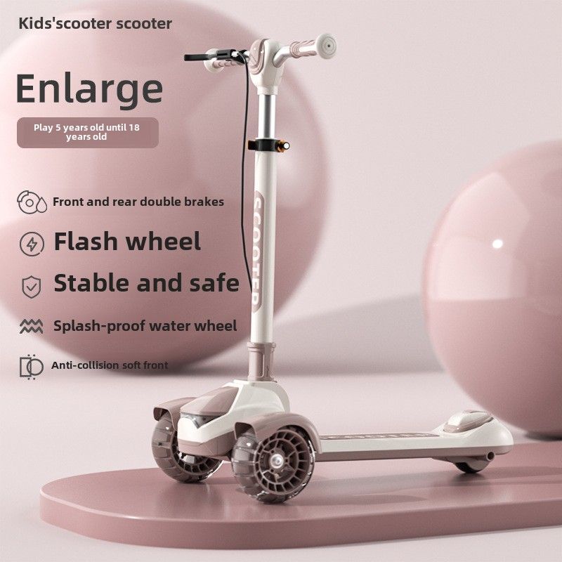 Büyük Çocuklar İçin Scooter Yanıp Sönebilir, Ergen Tek Bacaklı Scooter Üç Tekerlekli Çocuk Katlanabilir Oyuncak Araba_voghion.com