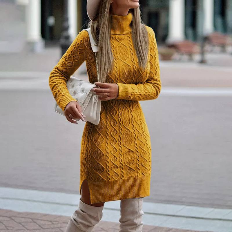 Women's Clothing new high collar slim long autumn and winter warm sweater women's dress_voghion.com