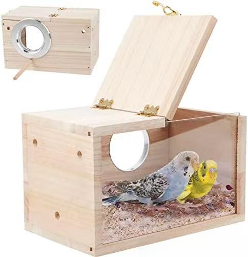 Wellensittich-Brutkasten aus Holz, Gartendekoration für draußen, Vogelnest aus Holz, kleines Vogelnest, großes, mittleres und kleines Vogelhaus_voghion.com