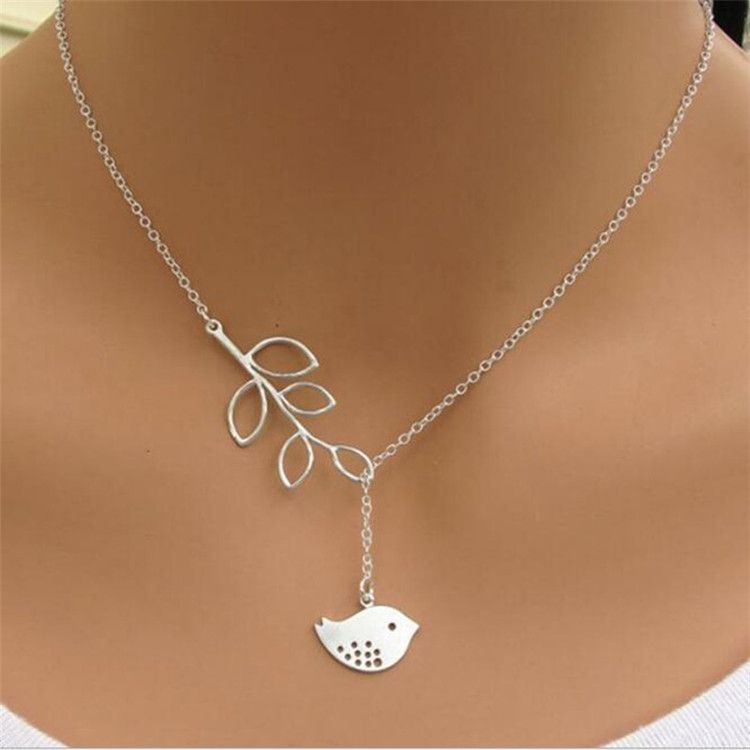 Korean Version Of Fashion Leaf Bird Branch Necklace, Versatile Female Personality_voghion.com
