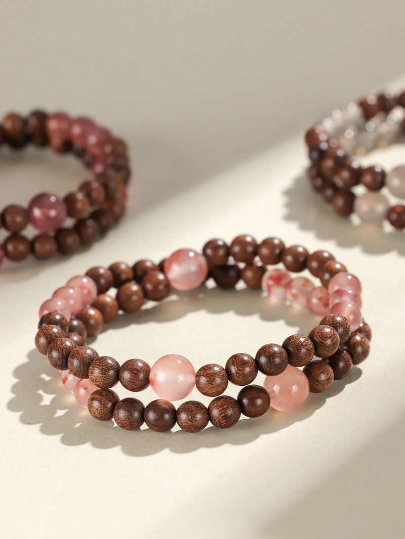 Beaded Bracelets Gold Silk Sandalwood Bracelets Ethnic Style Jewelry Ice Floating Red Hand Jewelry Gray Agate Strawberry Crystal Crystal Bracelet_voghion.com