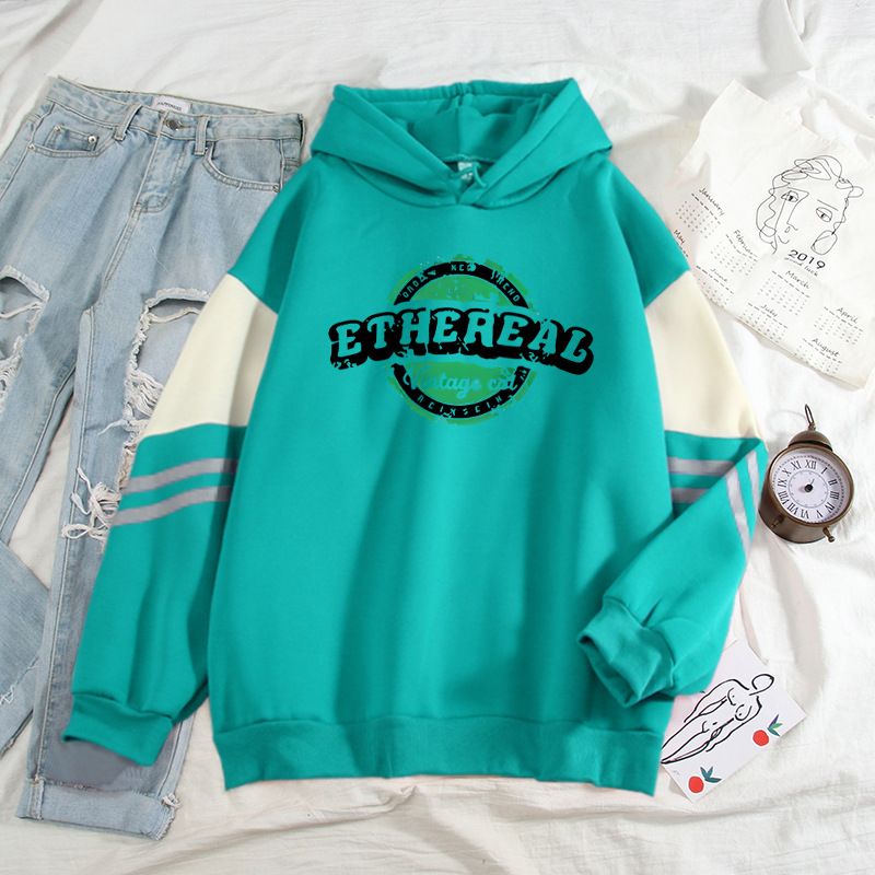 2024 Spring And Autumn New Color Block High-End ETHEREAL Printed Cool Internet Celebrity Long Sleeve Sweatshirt_voghion.com
