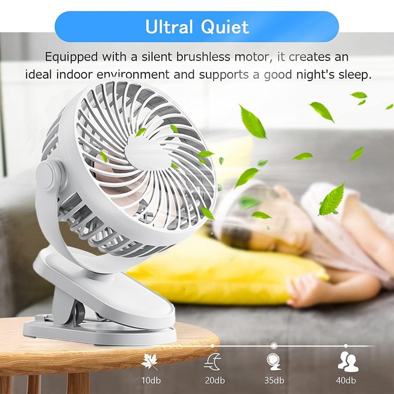 Tragbarer, wiederaufladbarer Mini-Kühlventilator zum Anklipsen am Schreibtisch, Kinderwagen, Kinderbett, Auto-Kühlventilator*_voghion.com