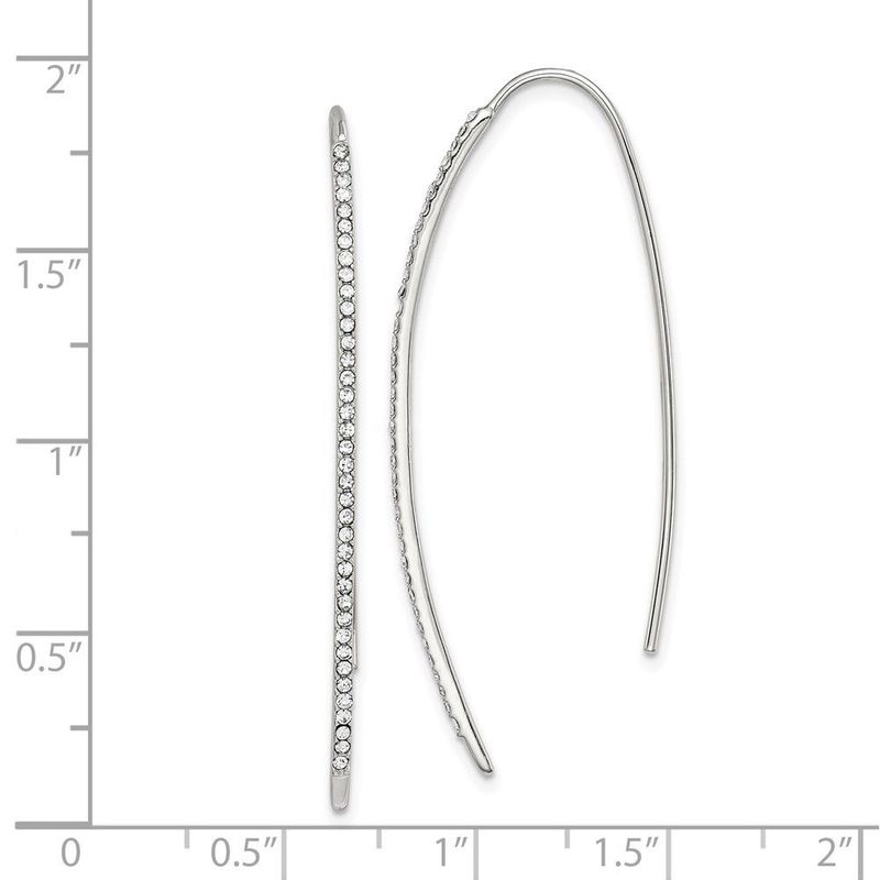 Sterling Silver Rhodium-plated Crystal Threader Dangle Earrings_voghion.com