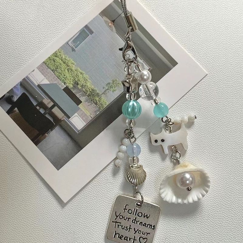 Novel Design, Summer Fresh Cat Shell Pendant, Cell Phone Chain, Key Chain, Camera Chain Gifts_voghion.com