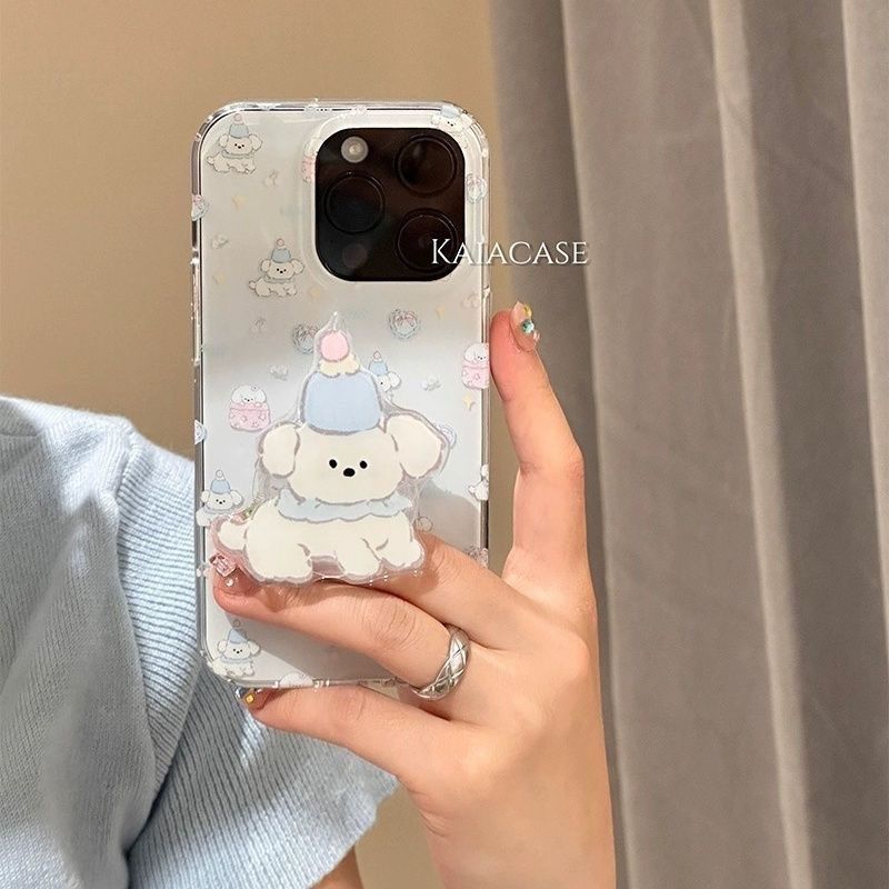 Cute Puppy Airbag Stand Foldable 2-in-1 Simple Retractable Adhesive Rotatable Multifunctional Desktop_voghion.com